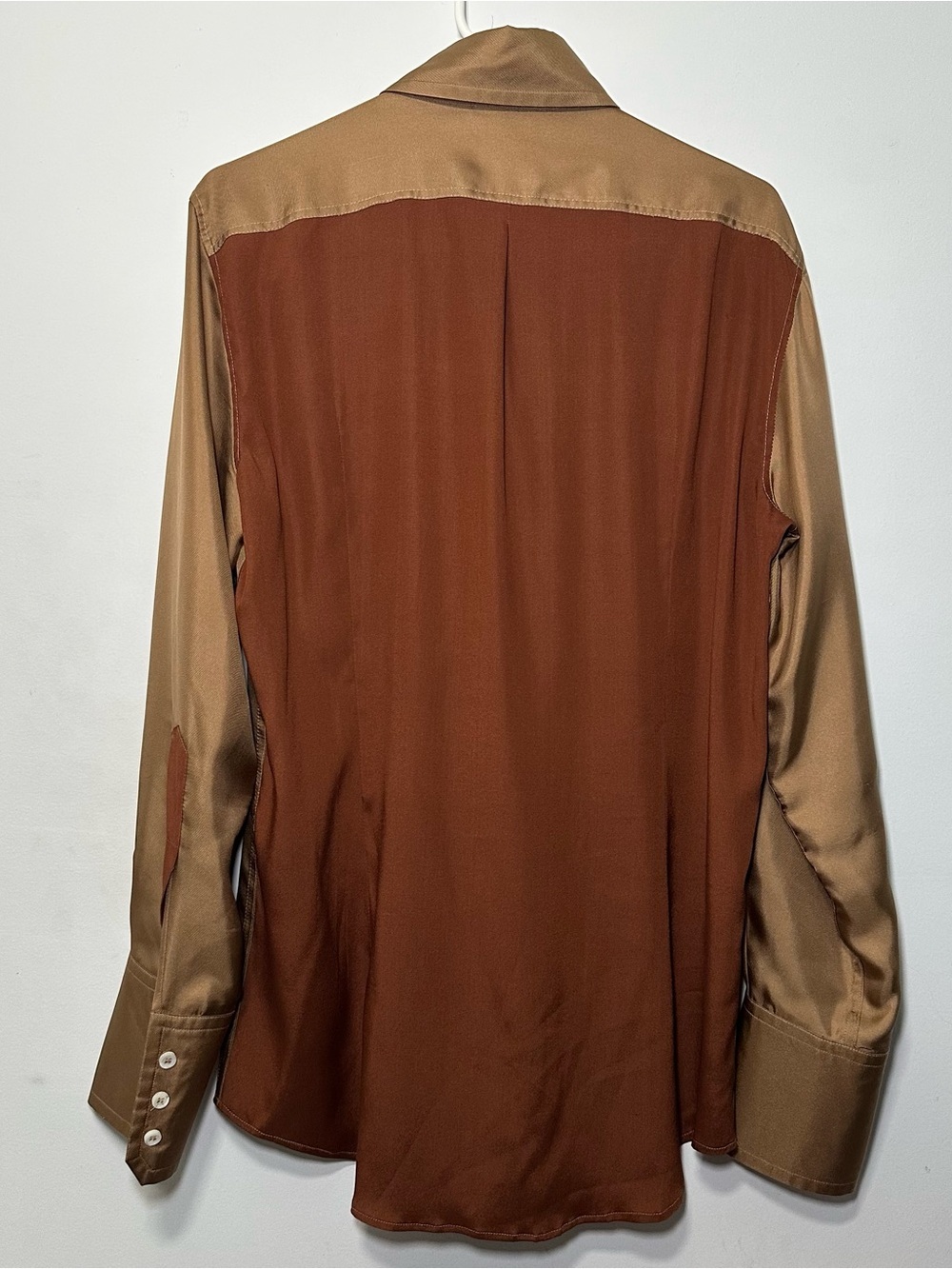 Dsquared2 Satin Feel Colorblock Button Front Shirt Men’s Size 50 Italy Bronze - Picture 13 of 16